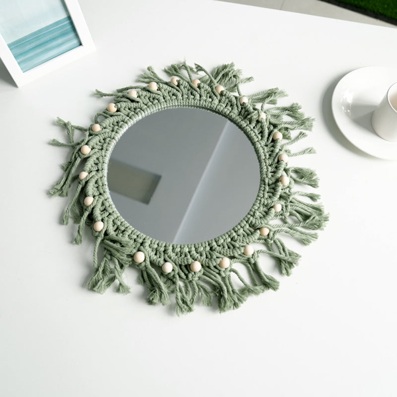 Hand-Knotted Mirror with Macrame Border | Thrascher