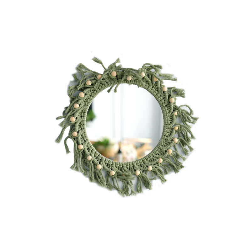 Hand-Knotted Mirror with Macrame Border | Thrascher