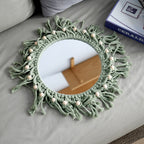Hand-Knotted Mirror with Macrame Border | Thrascher
