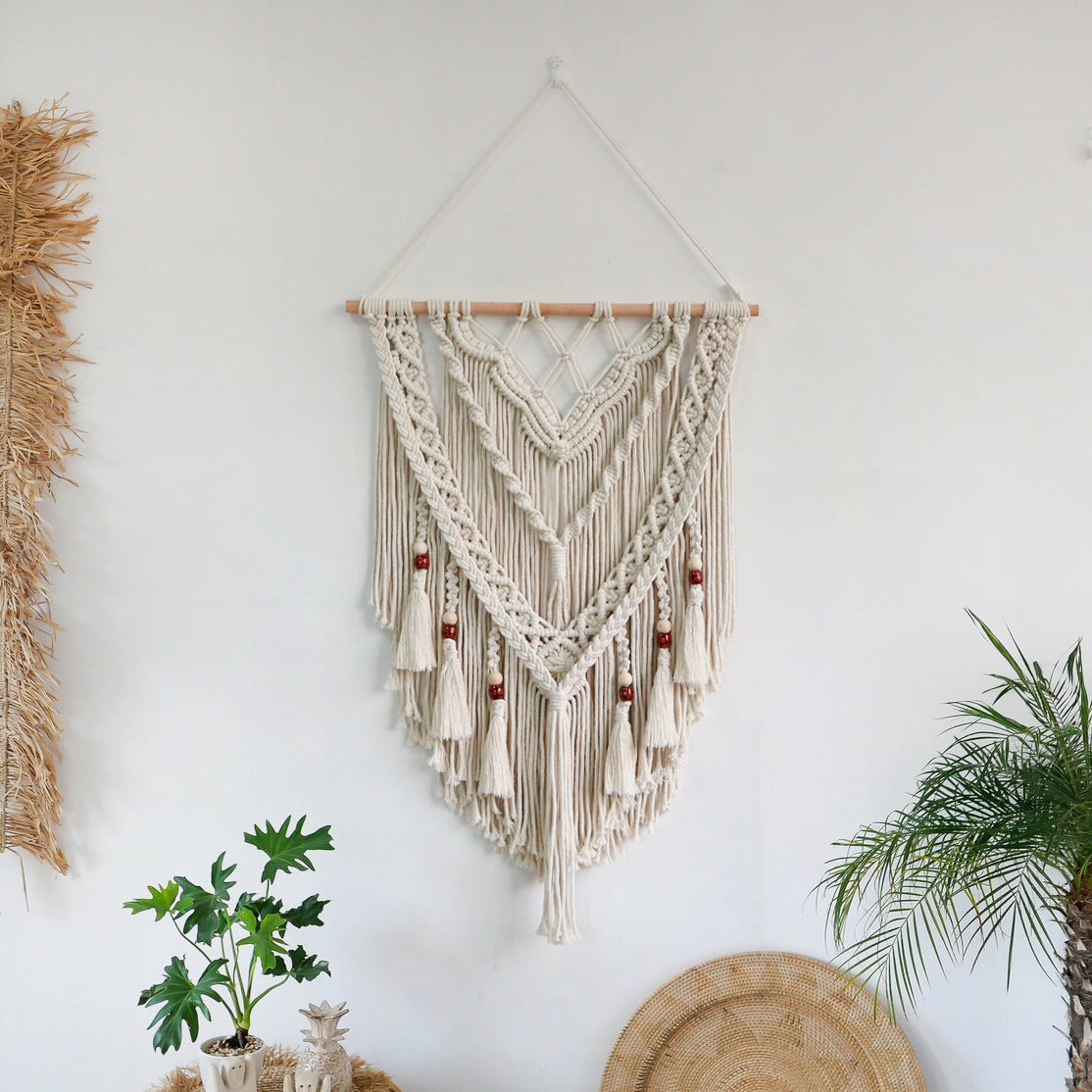 Hand-Woven Macrame Wall Hanging with Decorative Tassels | Thrascher