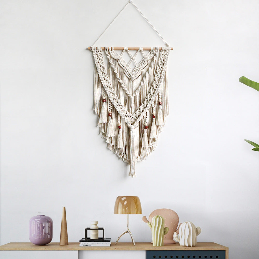 Hand-Woven Macrame Wall Hanging with Decorative Tassels | Thrascher