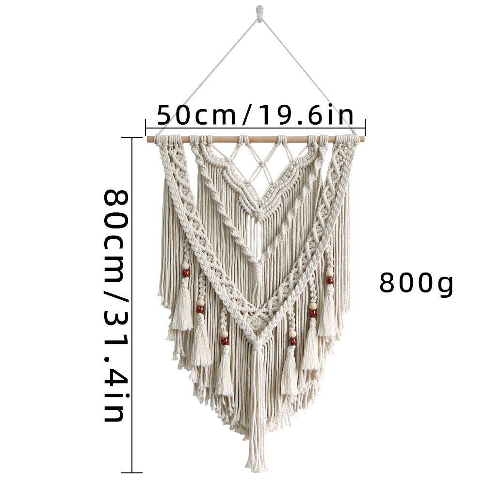 Hand-Woven Macrame Wall Hanging with Decorative Tassels | Thrascher