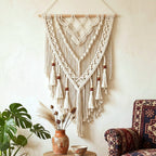 Hand-Woven Macrame Wall Hanging with Decorative Tassels | Thrascher