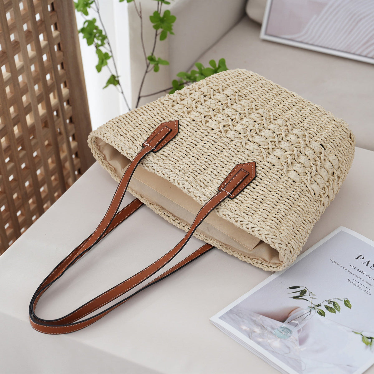 Handbag Beige Brown Modern Design | Thrascher