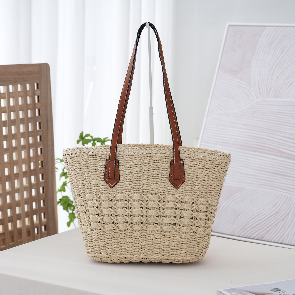 Handbag Beige Brown Modern Design | Thrascher