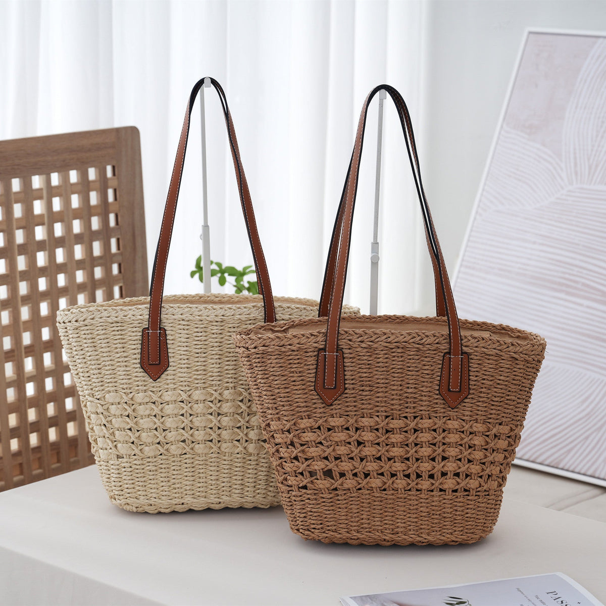Handbag Beige Brown Modern Design | Thrascher