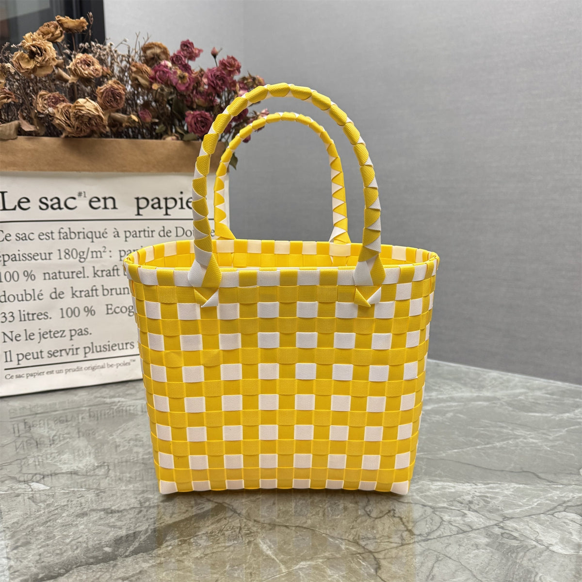 Handbag Yellow White Beige | Thrascher