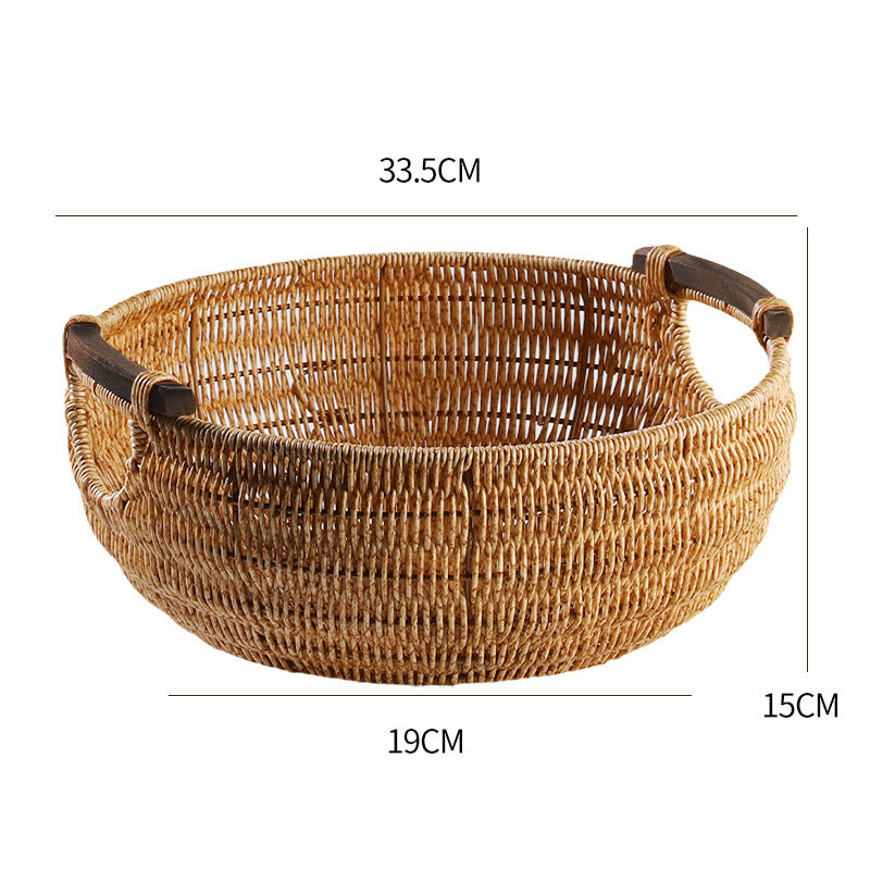 Handcrafted Braided Storage Basket with Wooden Handles | Thrascher