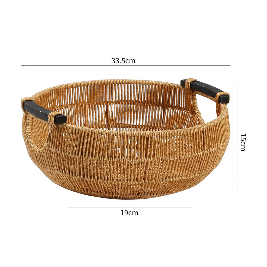 Handcrafted Braided Storage Basket with Wooden Handles | Thrascher
