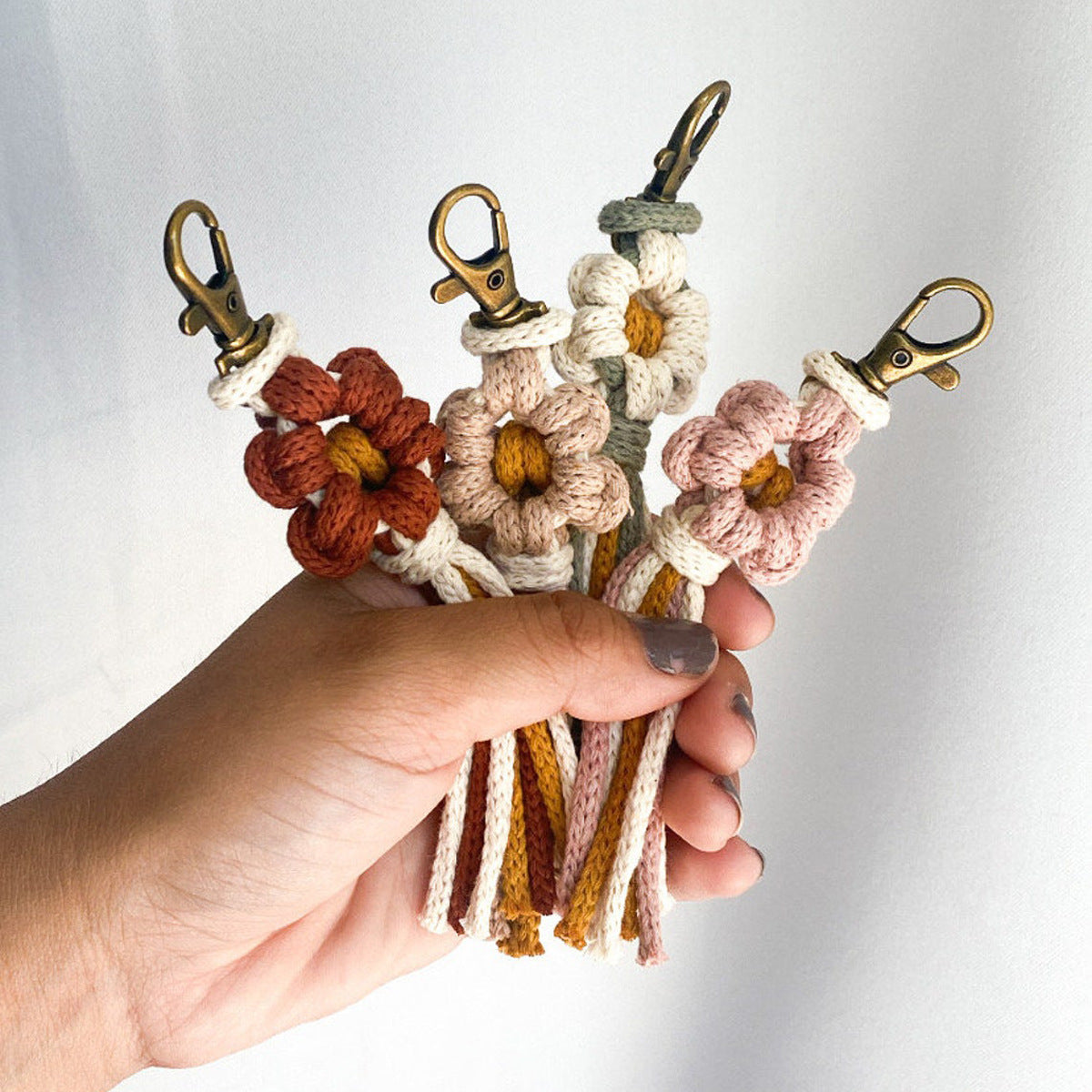 Handcrafted Macrame Flower Keychain | Thrascher