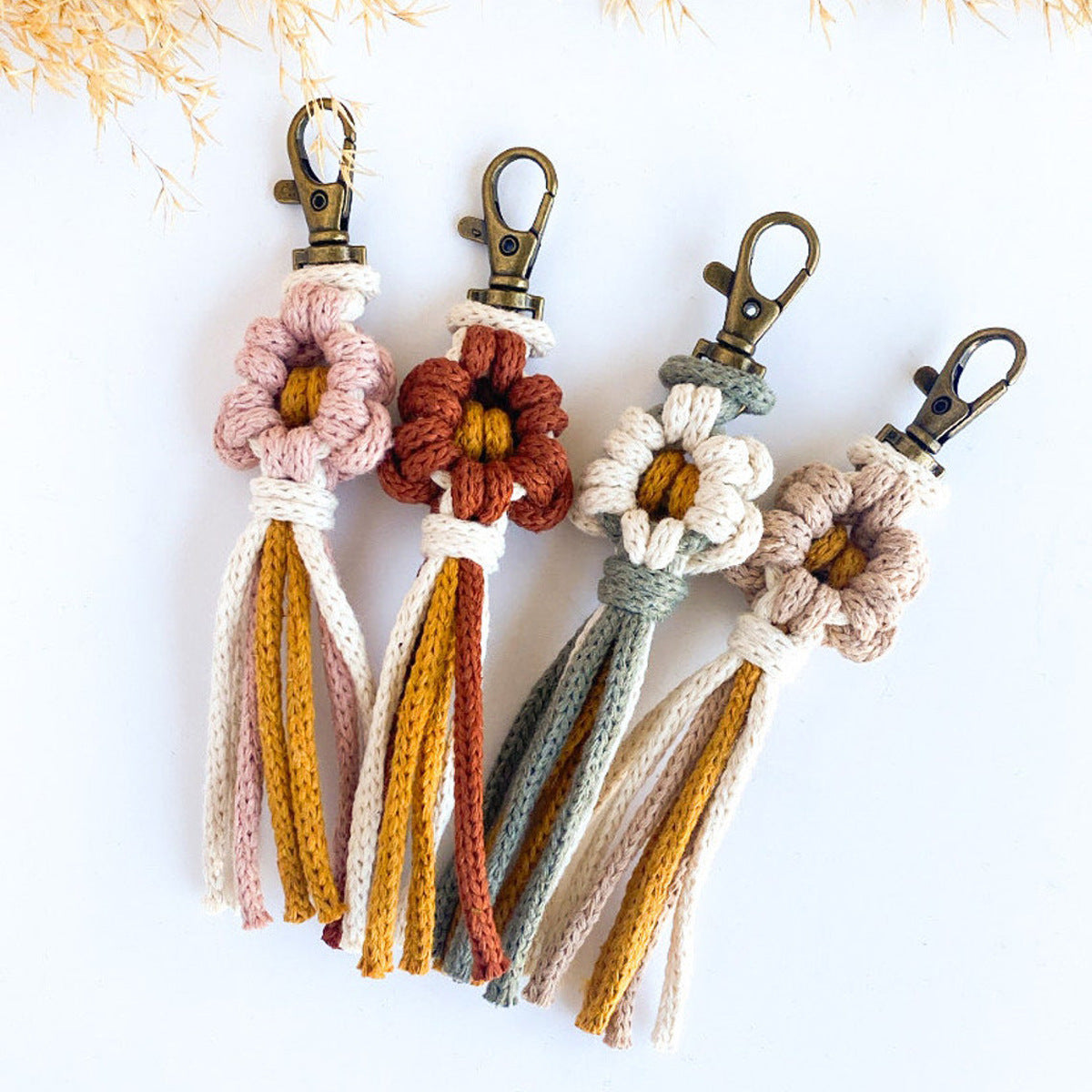 Handcrafted Macrame Flower Keychain | Thrascher
