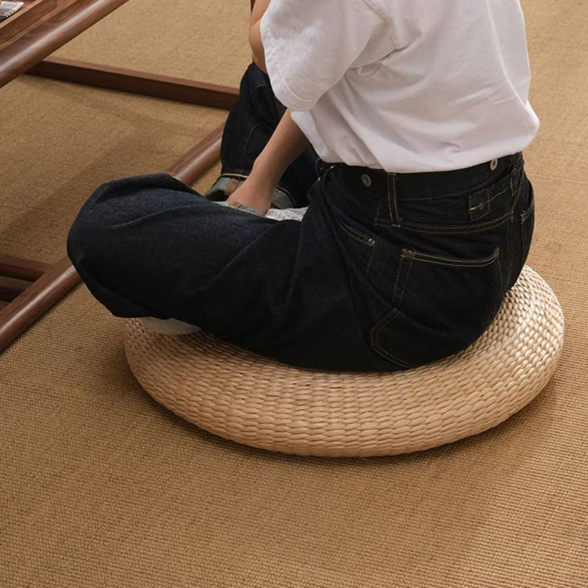 Handcrafted Natural Fiber Pouf | Thrascher