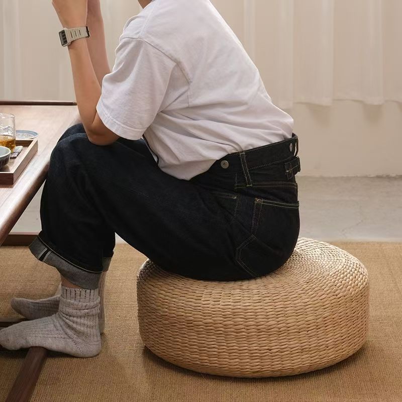 Handcrafted Natural Fiber Pouf | Thrascher