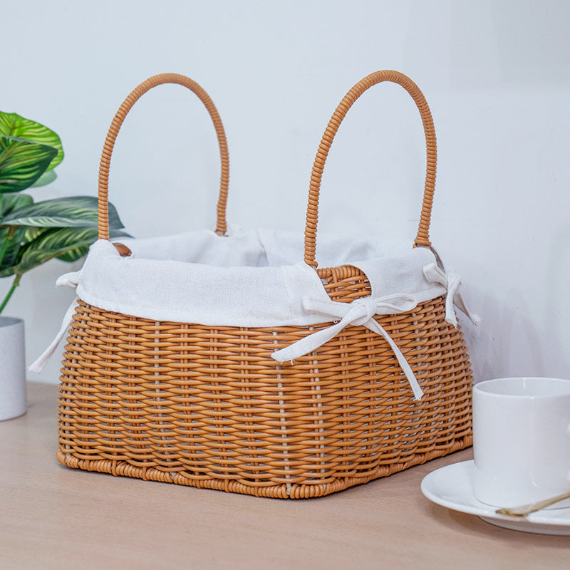 Handcrafted Rattan Basket with Removable Inner Lining | Thrascher