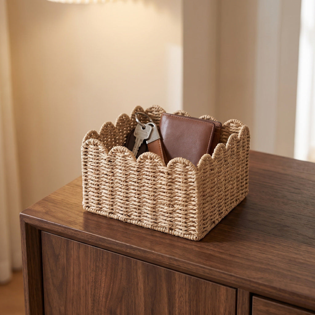 Handcrafted Storage Basket with Curved Edge | Thrascher