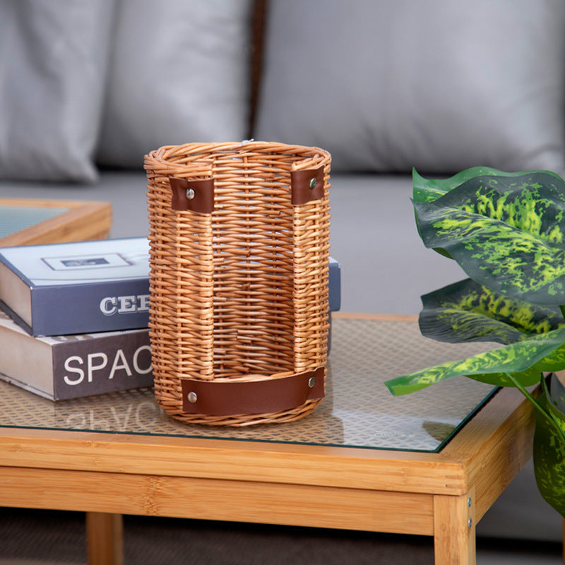 Handcrafted Storage Basket with Leather Handles | Thrascher