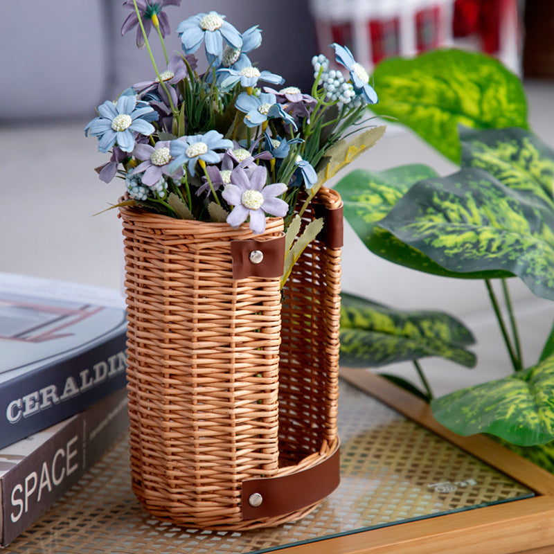 Handcrafted Storage Basket with Leather Handles | Thrascher