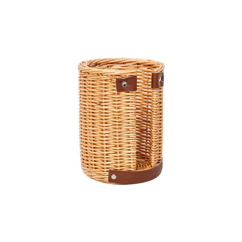Handcrafted Storage Basket with Leather Handles | Thrascher