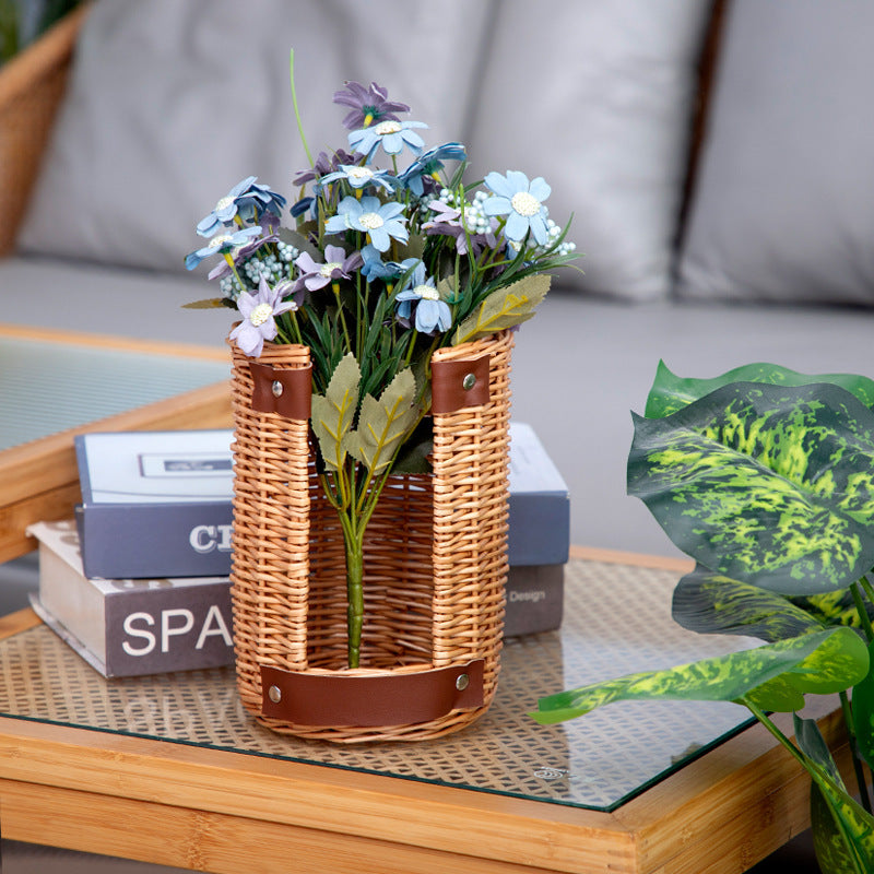 Handcrafted Storage Basket with Leather Handles | Thrascher
