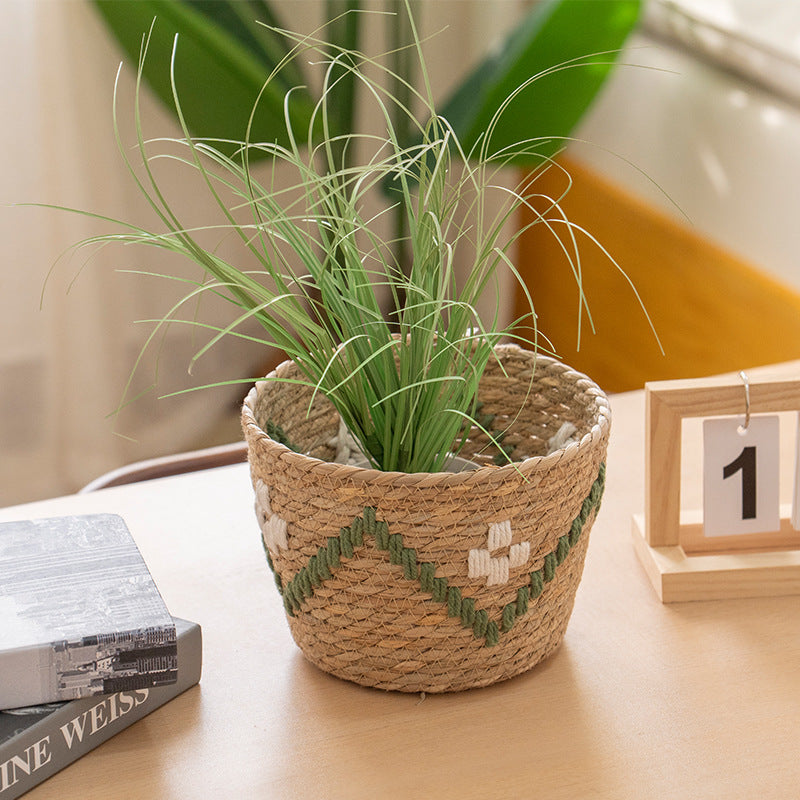 Handwoven Decoration Basket with Colorful Pattern | Thrascher