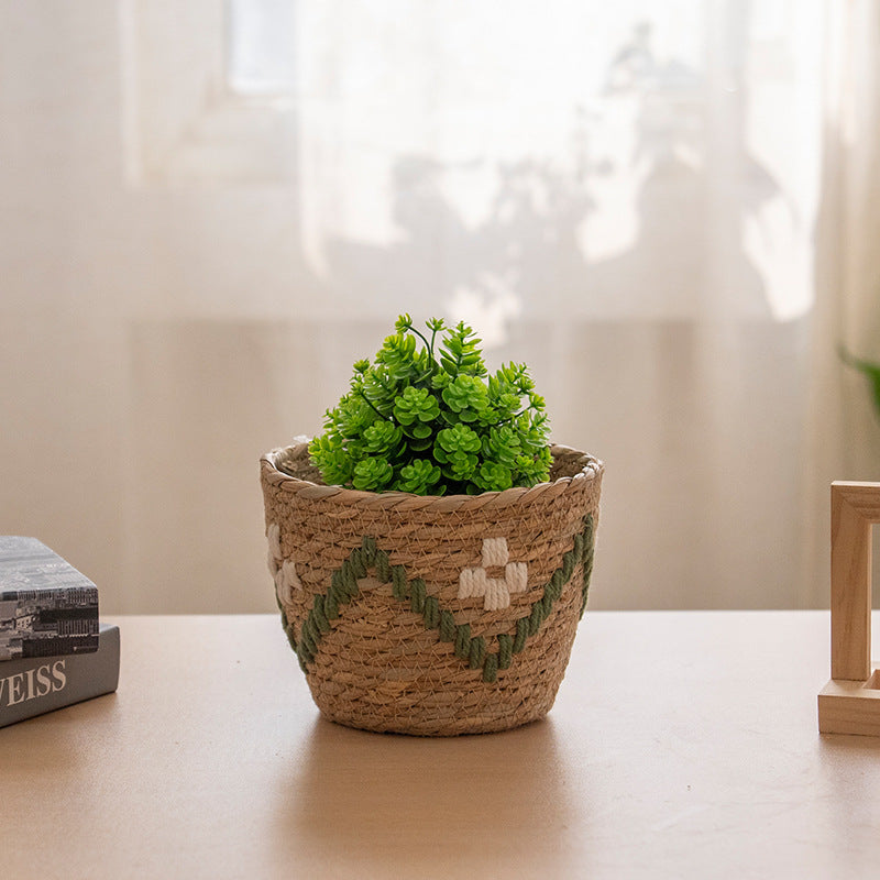 Handwoven Decoration Basket with Colorful Pattern | Thrascher