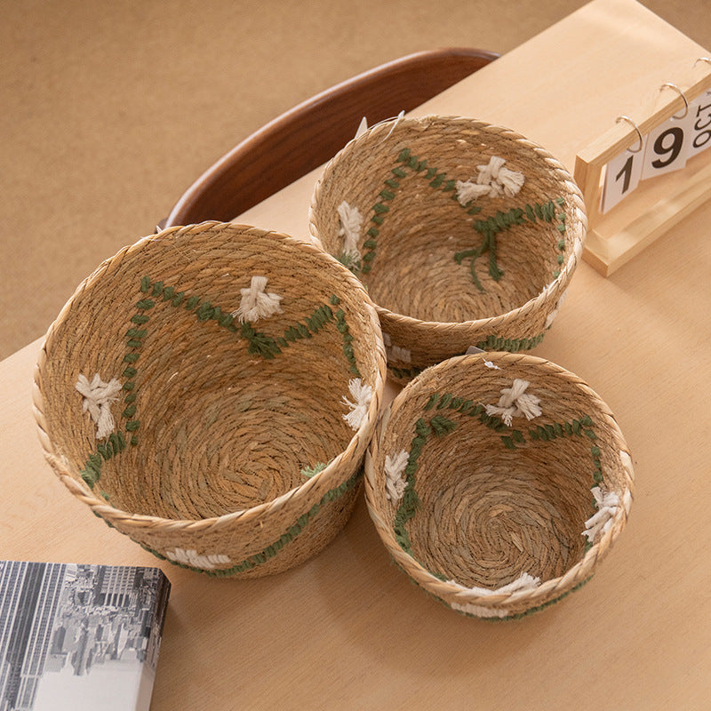 Handwoven Decoration Basket with Colorful Pattern | Thrascher