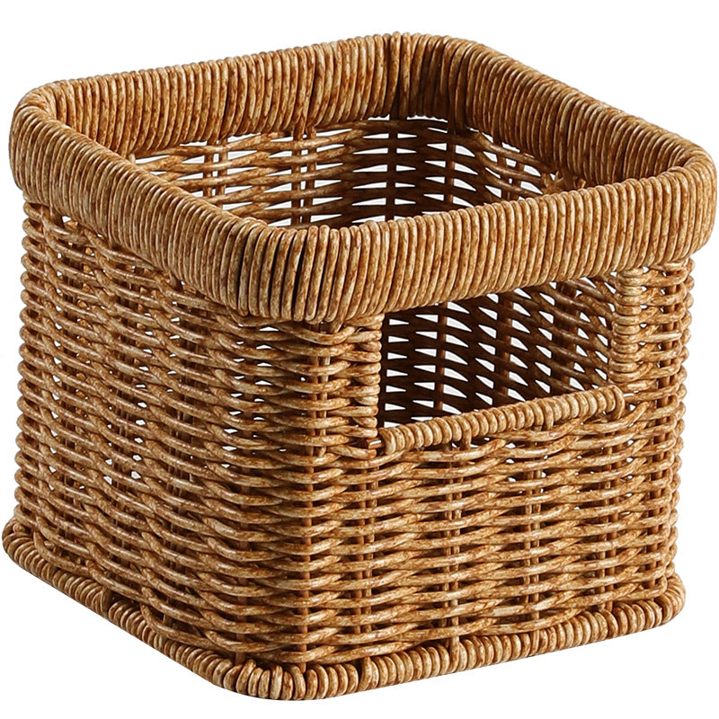 Handwoven Decorative Storage Basket with Cut-Out Handles | Thrascher