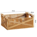 Handwoven Decorative Storage Basket with Wooden Handles | Thrascher