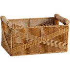 Handwoven Decorative Storage Basket with Wooden Handles | Thrascher
