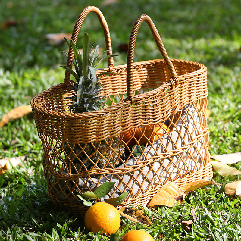 Handwoven Storage Basket with Sturdy Handles Brown | Thrascher