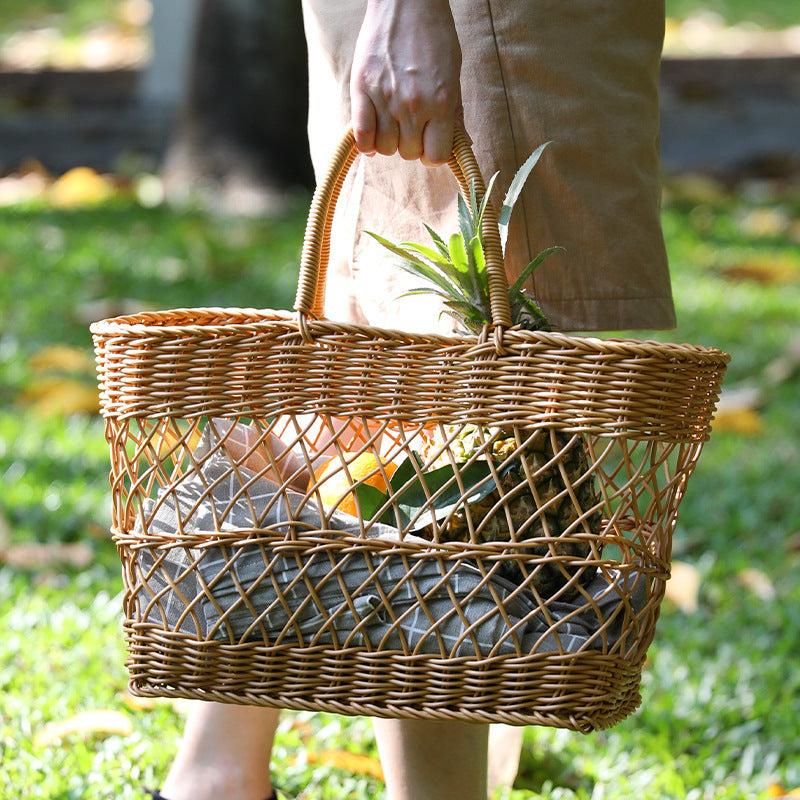 Handwoven Storage Basket with Sturdy Handles Brown | Thrascher