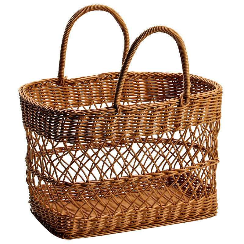 Handwoven Storage Basket with Sturdy Handles Brown | Thrascher