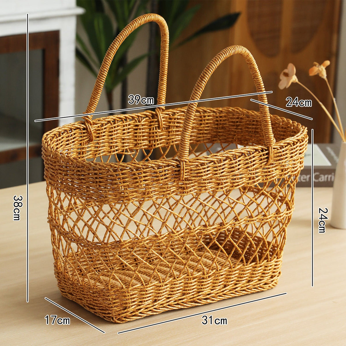 Handwoven Storage Basket with Sturdy Handles Brown | Thrascher