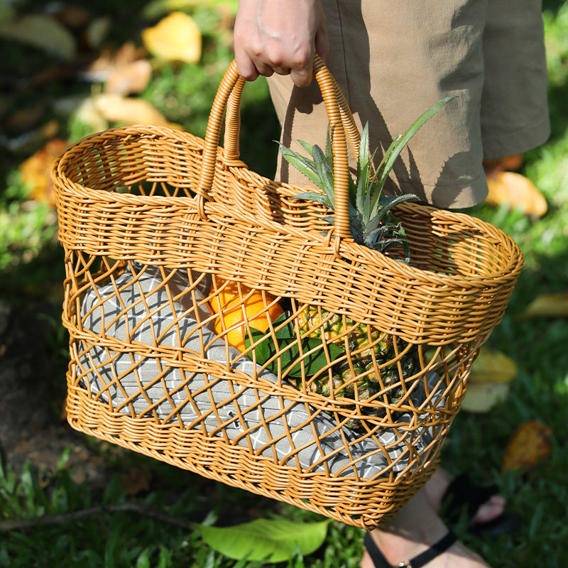 Handwoven Storage Basket with Sturdy Handles Brown | Thrascher