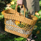 Handwoven Storage Basket with Sturdy Handles Brown | Thrascher