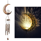 Hanging Flamingo Solar LED Wind Chime with Crackle Glass Globe | Thrascher