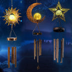 Hanging Flamingo Solar LED Wind Chime with Crackle Glass Globe | Thrascher