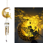 Hanging Flamingo Solar LED Wind Chime with Crackle Glass Globe | Thrascher
