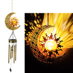 Hanging Flamingo Solar LED Wind Chime with Crackle Glass Globe | Thrascher