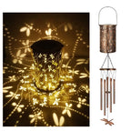Hanging Flamingo Solar LED Wind Chime with Crackle Glass Globe | Thrascher
