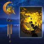 Hanging Flamingo Solar LED Wind Chime with Crackle Glass Globe | Thrascher