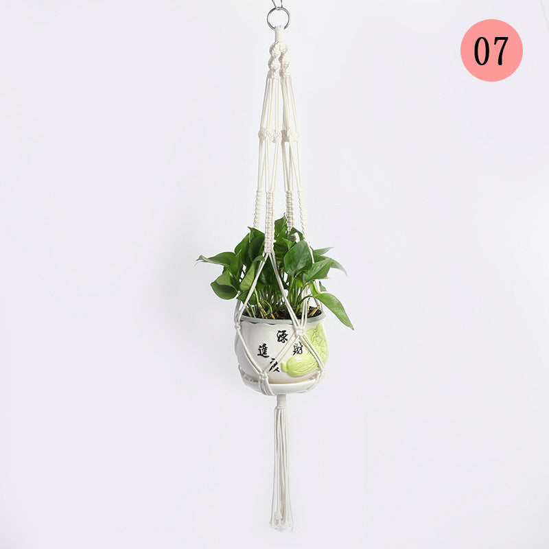 Hanging Macrame Plant Holder Dark Blue Cotton Rope | Thrascher