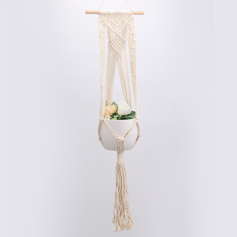 Hanging Macrame Plant Holder Dark Blue Cotton Rope | Thrascher
