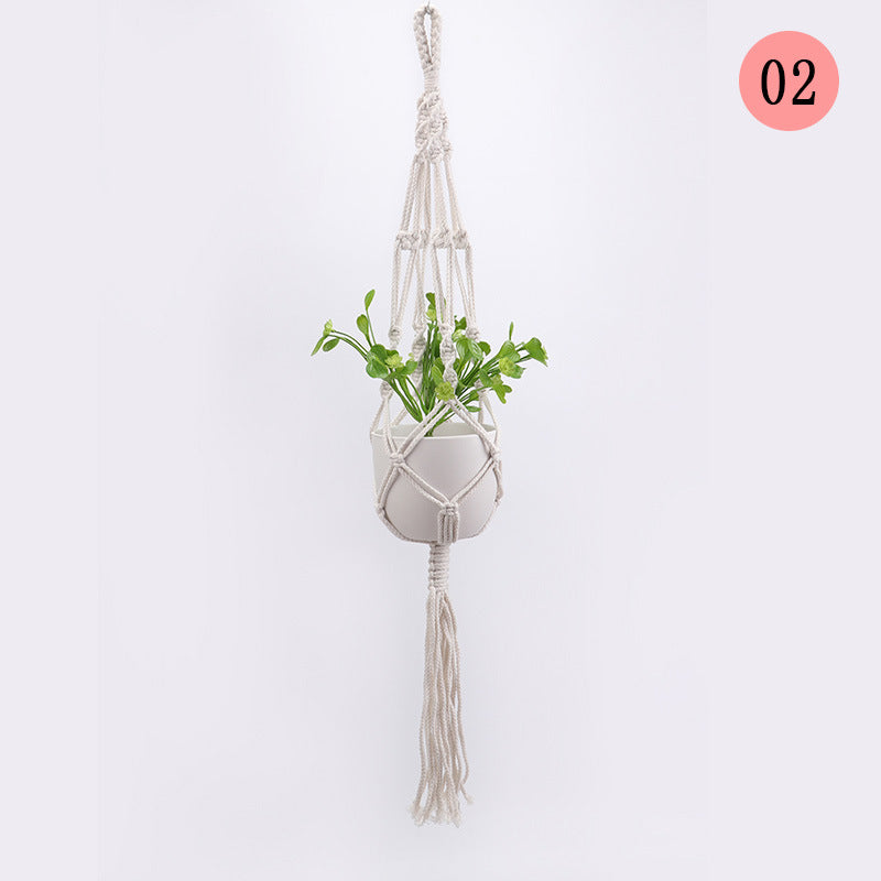 Hanging Macrame Plant Holder Dark Blue Cotton Rope | Thrascher