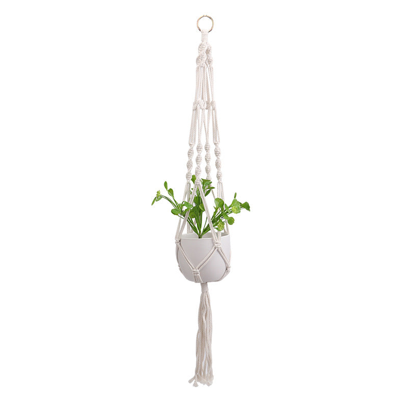 Hanging Macrame Plant Holder Dark Blue Cotton Rope | Thrascher