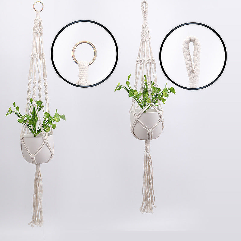 Hanging Macrame Plant Holder Dark Blue Cotton Rope | Thrascher