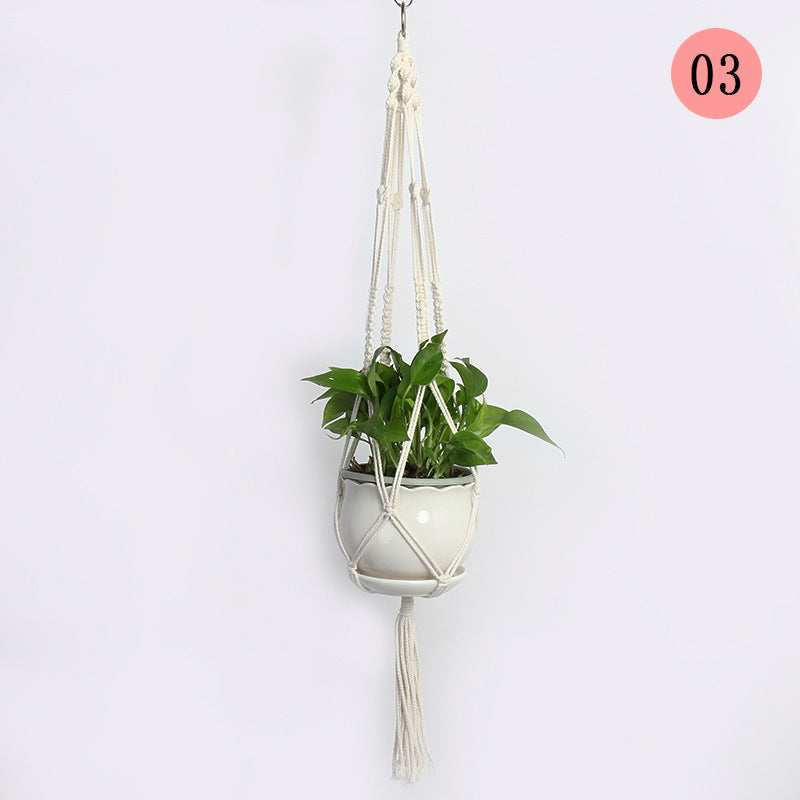 Hanging Macrame Plant Holder Dark Blue Cotton Rope | Thrascher