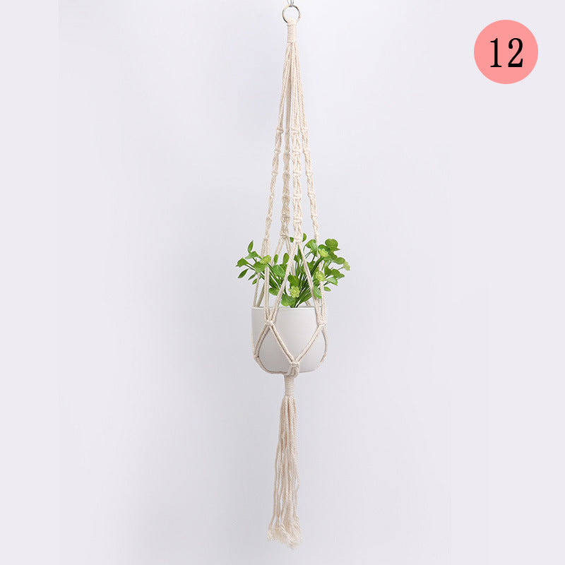Hanging Macrame Plant Holder Dark Blue Cotton Rope | Thrascher