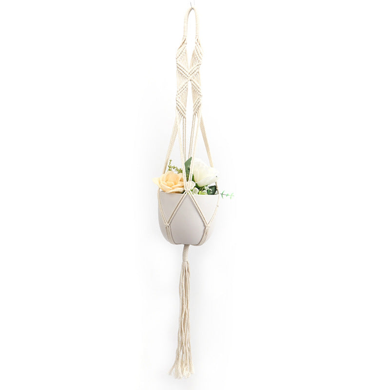 Hanging Macrame Plant Holder Dark Blue Cotton Rope | Thrascher