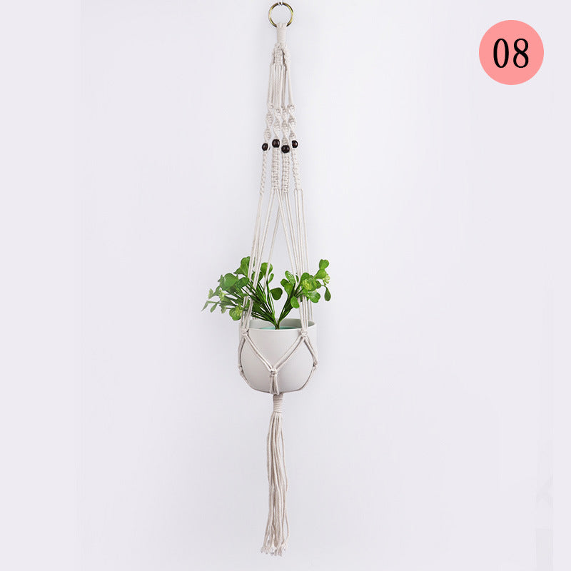 Hanging Macrame Plant Holder Dark Blue Cotton Rope | Thrascher